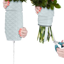 The Amaranth Vase - Unique Design for Easy Water Draining and Stem Access - Impact Resistant Plastic and Marble Blend - The Smart Vase for Floral Arrangements (Mint Green)