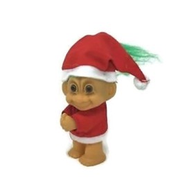 Russ Christmas Troll Clip Figure - Green Hair w/ Santa Costume - 5 Inches