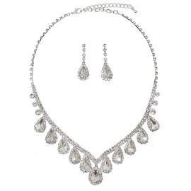 AN SHU Rhinestone Necklace Earrings Set Earrings Set Wedding Wedding Party