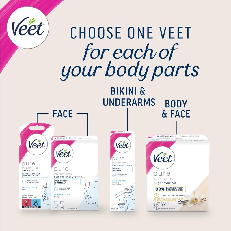 Veet Pure Hair Removal Cream, Legs & Body, Sensitive Skin,