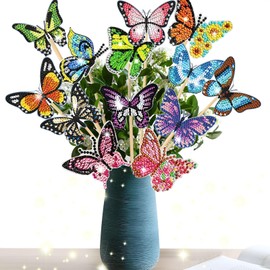 Nuangoo Diamond Painting Butterfly 12 Pieces Butterfly Diamond Painting Kits Diamond Painting Spring Butterfly Decoration DIY Craft Ornaments Accessories for Children Ideal for Gardens and Indoor