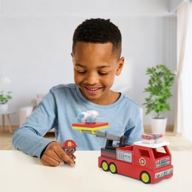 TILE TOWN Firetruck Magnetic Tiles Building Vehicle Playset With Lights & Sounds + Figure, Kids 3-5+, New ACTION TILES for Action Play, Realistic Builds, STEM Creative Toy, Great Gift for Boys & Girls
