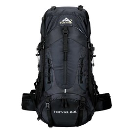 YFREAL 60L Travel Hiking Camping Backpack with Rain Cover and 2 Carebiners,Backpack Water Resistant,Climbing Backpack for Men Women (BLACK)