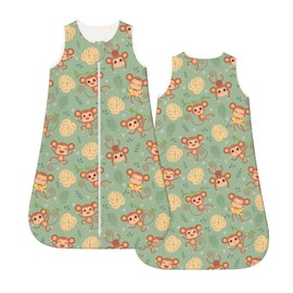 Muishi Wild Cute Animals Monkey On Tree Baby Wearable Blanket Infant Boys Girls Sleeping bags For Newborn Unisex Baby Stuff Sleep Sack Suit L(18-24month)