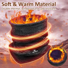 HNOOM Tube Scarf Men Women Winter Loop Scarf Multifunctional Scarf Windproof Neck Warmer Warm Fleece Lined Neck Warmer for Outdoor Skiing Motorcycle Running Cycling, black