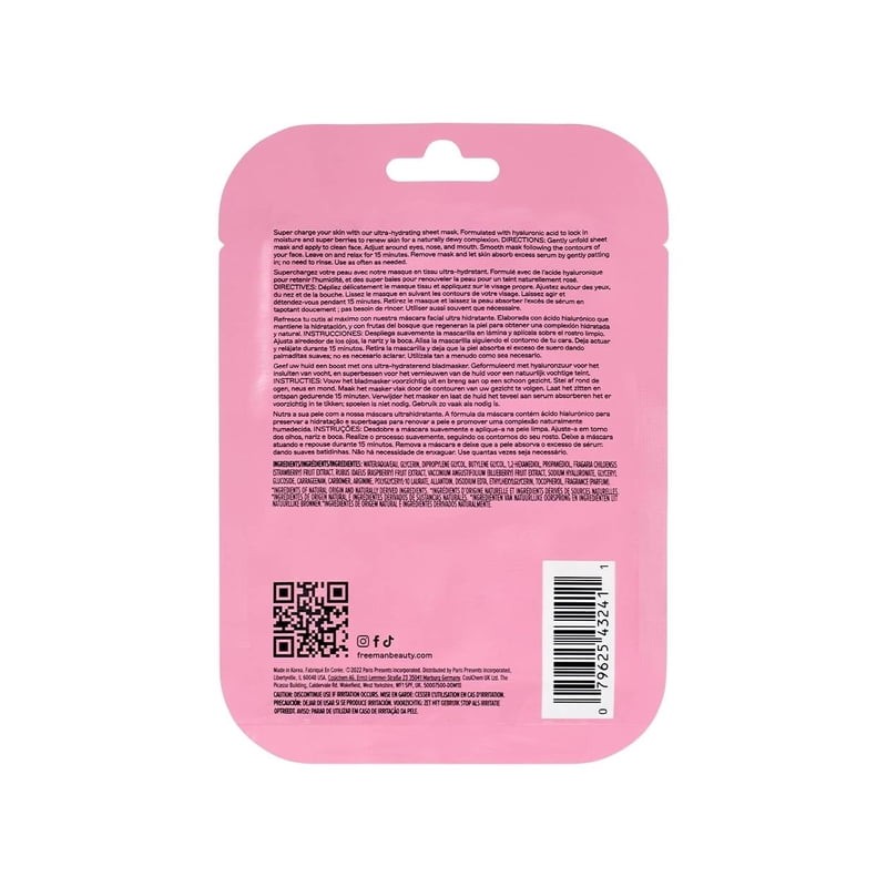 Mascarilla facial Freeman ultra hydrating frutos rojos 28 ml
