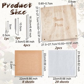 OLYCRAFT Professional Flower Press Kit 8 Layers 27.5x27.5cm Bees Pattern Large Wooden Flower Press Kit DIY Dried Flowers Crafts DIY Pressed Flower Preservation Kit for Adults DIY Flower Lovers