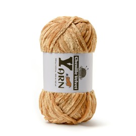 Plush Chenille Chunky Yarn - Fluffy Velvet Yarn Crochet for Blanket Knitting and Crocheting - Soft Baby Yarns for Crocheting - Amigurumi Crochet Yarns 100g (87yds) (Khaki)