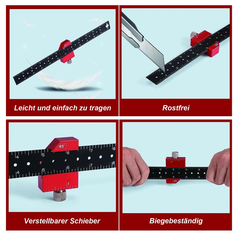 Marking Gauge, Combination Angle Stop Ruler, Stainless Steel, Marking Ruler,