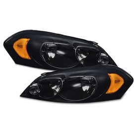 PIT66 Headlights Assembly Front Lamps Compatible with Chevy Impala 2006-2013/Fit Monte Carlo 2006-2007/Fit Impala Limited 2014-2016,Smoke lens Black Housing Amber Reflector