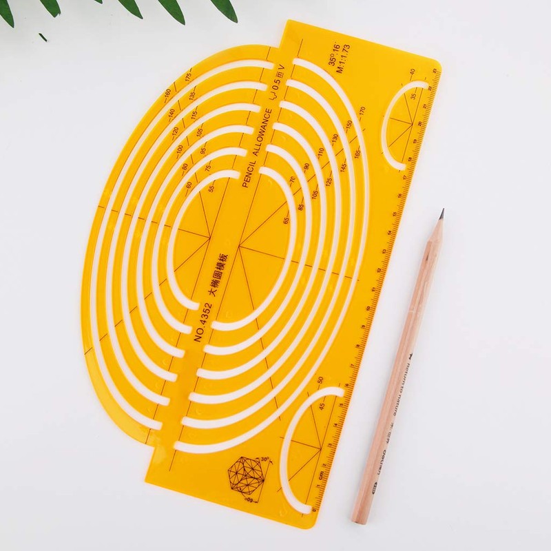 Kinmy Template Ruler Resin Oval Drafting Template Large Isometric Ruler