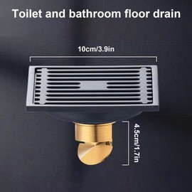 Stainless Steel Drain Strainer, Floor Drain Odour Trap, Hair Strainer Shower, Sink Strainer Made of Stainless Steel, Square Shape, 10 x 10 cm, for Shower, Bathtub, Kitchen