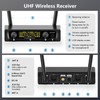 UHF Wireless Microphone System Set: Metal Cordless Handheld/Headset/Lavalier Lapel Mics,