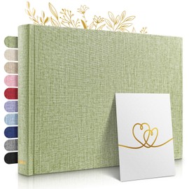 Zeitloos Photo Album for Gluing - Space for 150 Photos - Real Linen - Photo Book 21 x 28 cm in Green - 50 White Pages - Photo Albums are the Perfect Gift
