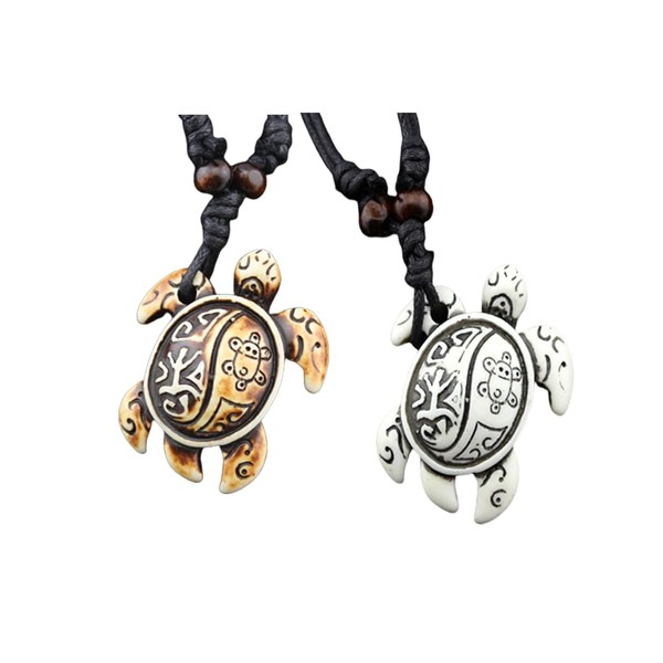 2Pcs Sea Turtle Animal Necklace for Women Men Yin Yang