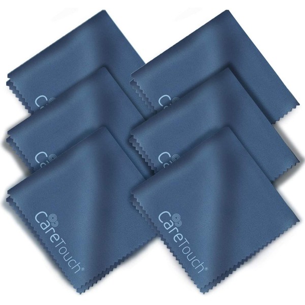 Care Touch Microfiber Cleaning Cloths, 6 Pack - Cleans Glasses, Lenses, Phones, Screens, Other Delicate Surfaces - Large Lint Free Microfiber Cloths - 6"x7" (Navy Blue)
