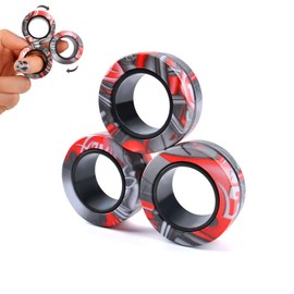 Cevioce 3Pcs Magnetic Rings Set, Idea ADHD Anxiety Decompression Magnetic Fidget Toys Adult Fidget Spinner Rings for Anxiety Relief Therapy, Finger Fidget Toys Great Gift for Adults Teens Kids