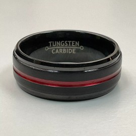 Tungsten Wedding Band Ring 8mm for Men Women, BLACK/RED CENTER - SIZE 12