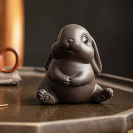Hoobar Chinese Tea Pet Mini Rabbit Tea Pet Mini Ceramics Cute Rabbit tea Pet for Kungfu Tea Tray Desk Ornament for Kungfu Tea Table