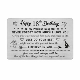 FALOGI Daughter 18th Birthday Card, 18 Year Old Birthday Gifts Daughter, Metal Engraved Wallet Card