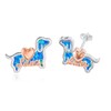 Dachshund Earrings for Women 925 Sterling Silver Opal Dachshund Puppy