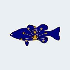 Indiana State Flag Bass Sticker Decal Self Adhesive FA Graphix Largemouth Sport Fishing Fish in