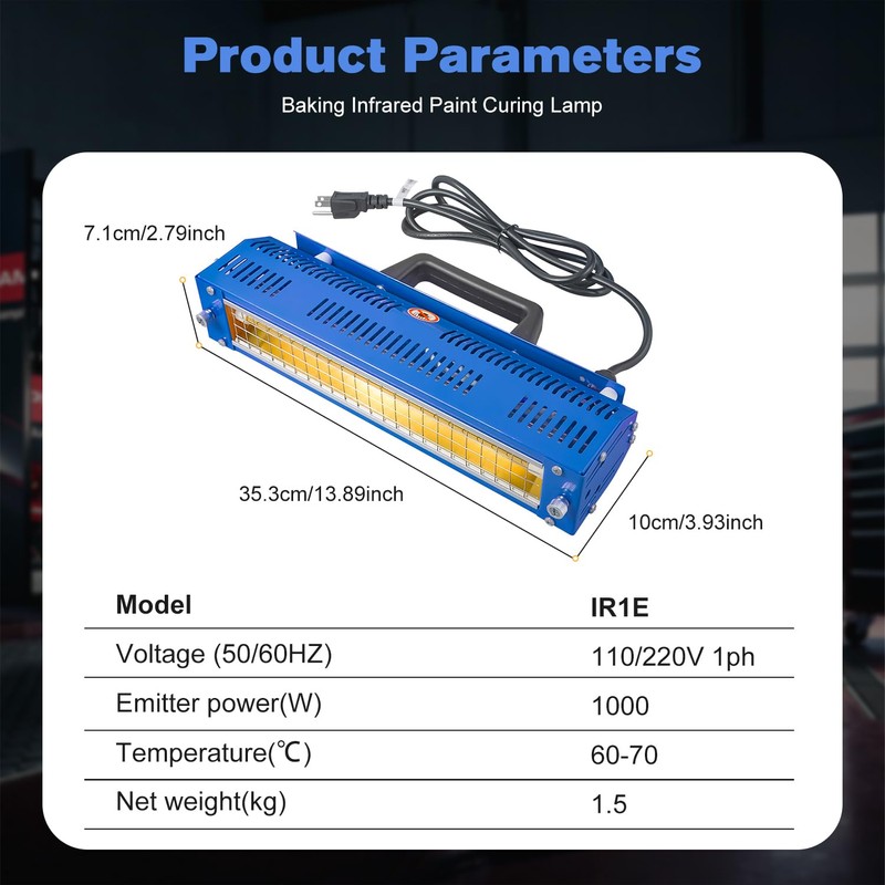 pakowin Baking Infrared Paint Curing Lamp - 1000w Body Repair