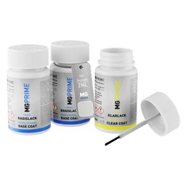 MG PRIME Autolack Lackstift Set für Suzuki ZNL Cool White Pearl Grundlack Basislack Klarlack je 50ml