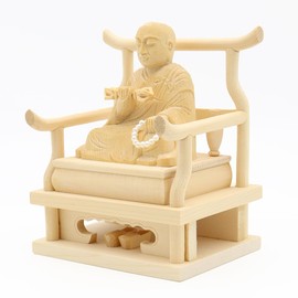 Kurita Buddhist Statue [Soshi High Priest] 1.8 inch (11 cm), Total Width 3.5 inches (9 cm), Depth 2.6 inches (6.5 cm), Luxury Wood Carving in Cypress Wood 15295