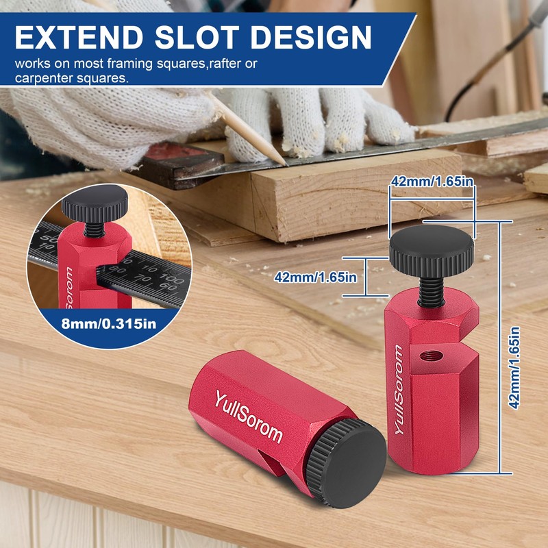 Tall Stair Gauges for Framing Square with Holder and Carabiner