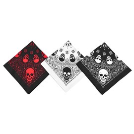 WEIXINDIY 3pcs Men's Retro Bandana Scarf Stylish Paisley Pocket Squares Tie Dye Cowboy Wraps Headwraps 100% Cotton Skull Bandanas, Multi, 18.9*18.9inch