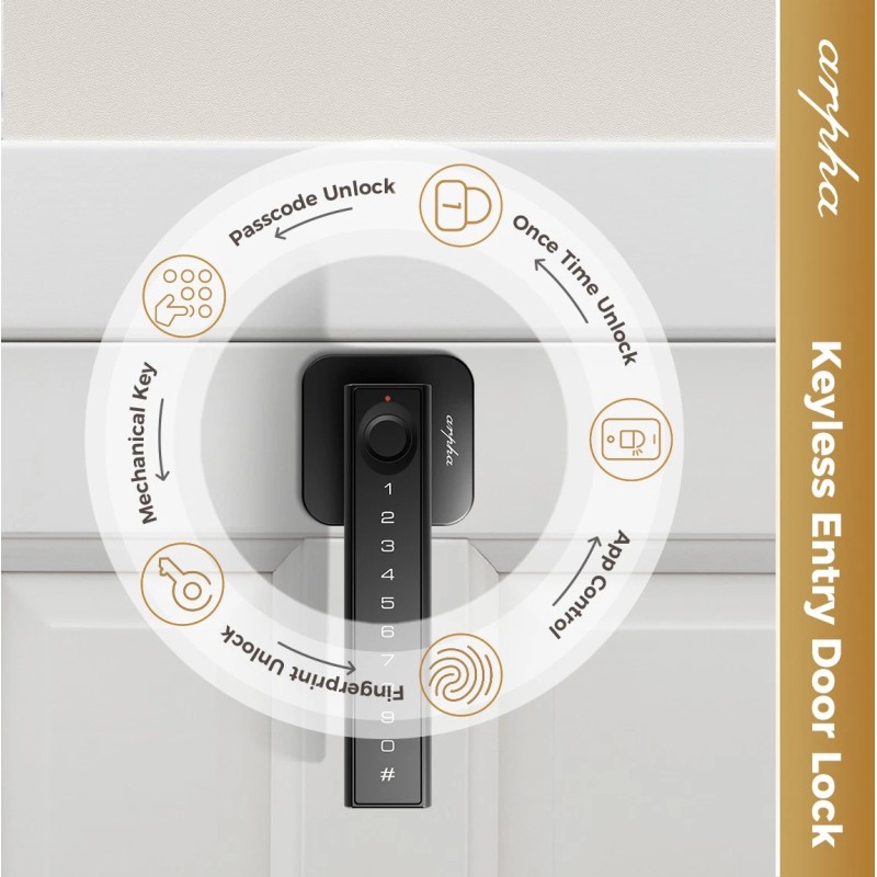 ARPHA 5-in-1 Door Lock Password Fingerprint APP Control Keyless Entry