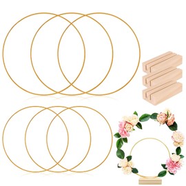 6 StüCk Dekoring Mit Fuß In Gold,Metallringe,Metallring Zum Basteln Mit Durchmesser Ca 15 Und 20cm,FüR DIY TraumfäNger,Hochzeitsdekorationen Und Basteleien,Wickeltechnik,Floristik,Hoops