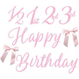 Glitter Garland Cursive Happy Birthday Decoration Age Number 1/2 1st 2nd 3rd