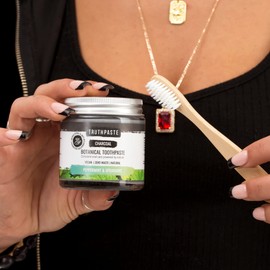 TRUTHPASTE Charcoal whitening Natural Zero Waste Toothpaste (Peppermint & Spearmint 100ml) Eco Friendly & Plastic Free with Coconut & Aloe Vera. Fluoride Free, SLS Free. Suitable for Sensitive Teeth