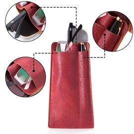 TRIUMPH VISION - Bolsa de doble lente para anteojos de sol, funda de piel suave para sombras y marco de lectura, Rojo -, Large
