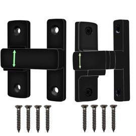 Sliding Barn Door Lock, 90/180 Degree Heavy Duty Flip Luminous Gate Latches,Thickened Anti-Rust Hasp Latch for Barn Doors,Garden, Bathroom, Outdoor, Garage, Window (Black,2 Pack)