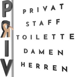 Raised Letters Sticker Sign Private, Staff, Toilet, Men, Women - Vintage Door and Wall Lettering (Black, German)