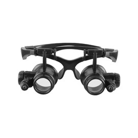 Sarini Watchmakers Magnifying Glasses Headband with 2 Lights Jewelry and Watch Repair Magnifier 16 Detachable Lenses (2.5X-25X Magnification) Double Eye Magnifier