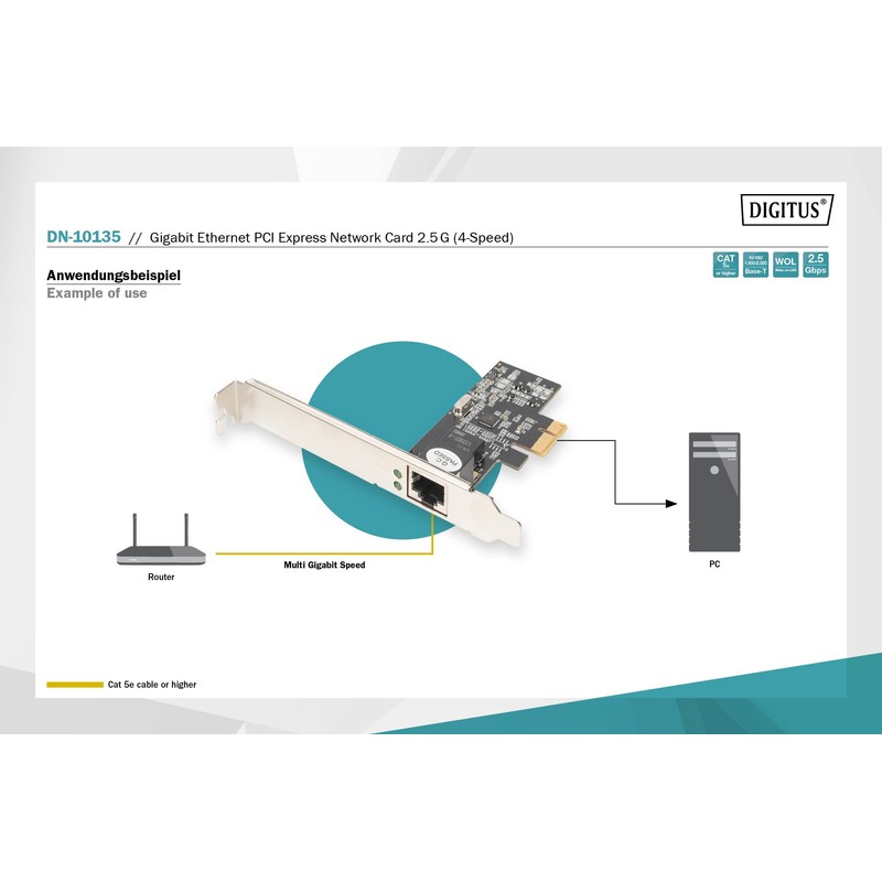 DIGITUS 2.5 Gigabit Ethernet Network Card - 2500/1000/100/10 Mbps -