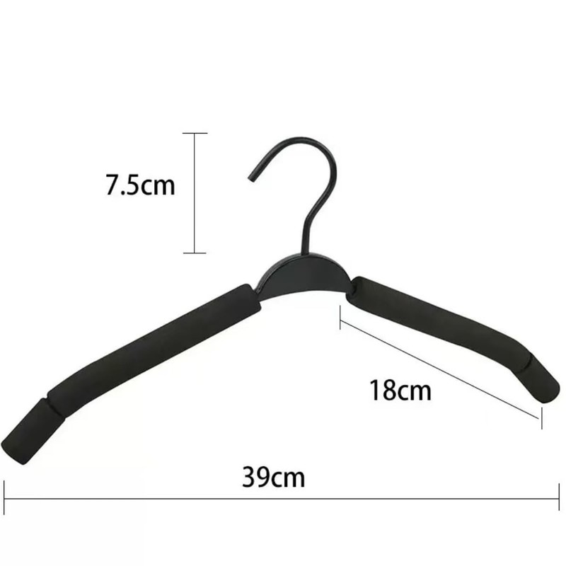 FlyNautics 10pack Clothes Hangers Non-Slip Black Steel Coated Sponge Hangers