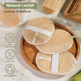 Esponja exfoliante corporal de lufa natural Coba Straws | Esponja de ducha de lufa 100% vegetal para una limpieza profunda, piel suave y radiante | Lu