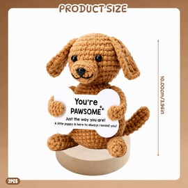 2PCS Positive Crochet Animals, Dog Ornaments For Home Office Decor Present