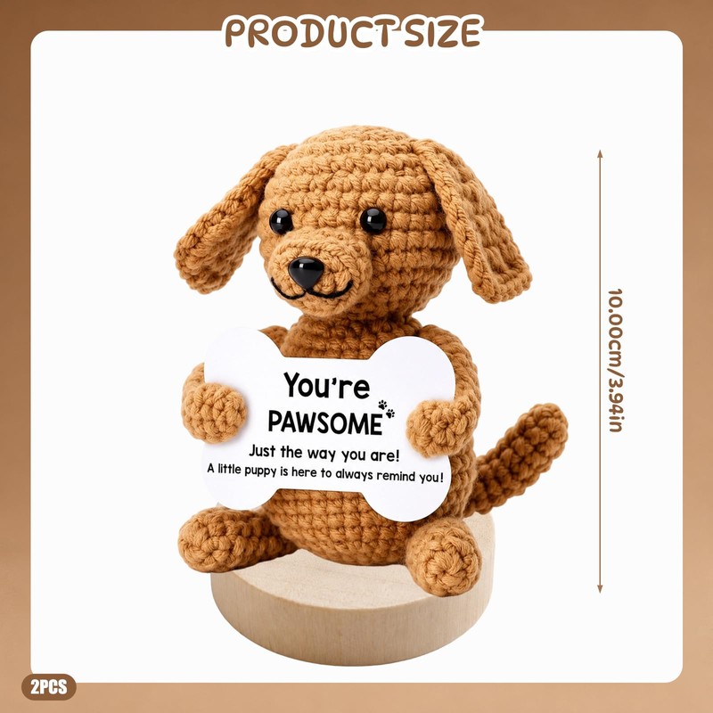 2PCS Positive Crochet Animals, Dog Ornaments For Home Office Decor