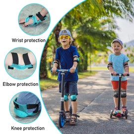 PAPAISON Kids/Youth Knee Pad, Elbow Pads & Wrist Guards for Inline Skating Bike Cycling Skateboard Scooter, 3 in 1 Protective Gear Set for Girls Boys Adult