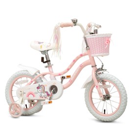 Princess Style Girls Bike with Basket for 2-13 Years Old Kids and Toddlers, 12 14 16 18 Inch Bicycle for Children with Training Wheels and Streamers, 20 Inch with Kickstand, Multiple Colors