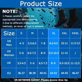 PIWOSGOL Neoprensocken 3mm für Damen & Herren, wasserdichte Schwimmsocken mit Klettverschluss, Neopren Socken, rutschfeste Tauchsocken für Schnorcheln, Surfen, Segeln, Beachvolleyball & Wassersport