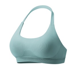 VOYJOY Women Workout Impact Bras Medium Low Support Halter Sports Bras Seamless Open Back Gym Padded Yoga Crop Top Pistachio S