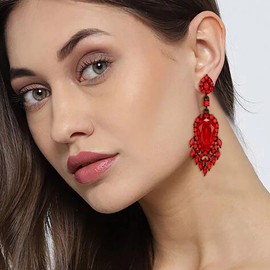 Clearine Boho Round Marquise Rhinestone Chandelier Earrings for Women Party, Crystal, No Gemstone