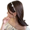 Traziewell White Headband Headbands for Women Rose Flower Pearl Headband